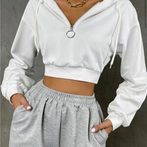 🩷SHEIN White Zip-Up Hoodie